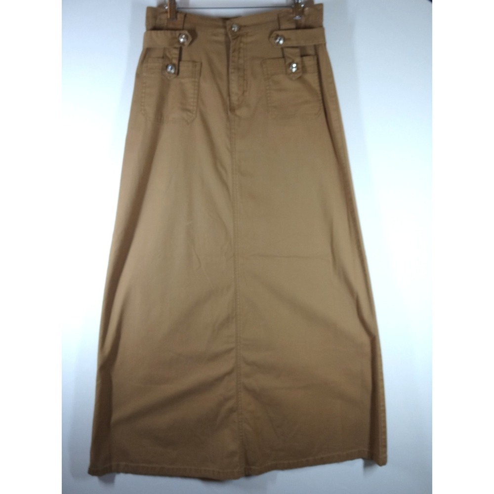 Vintage Y2K Giovanna Maxi Skirt Womens 33 Tan Utility Cargo Safari Gorpcore 2342